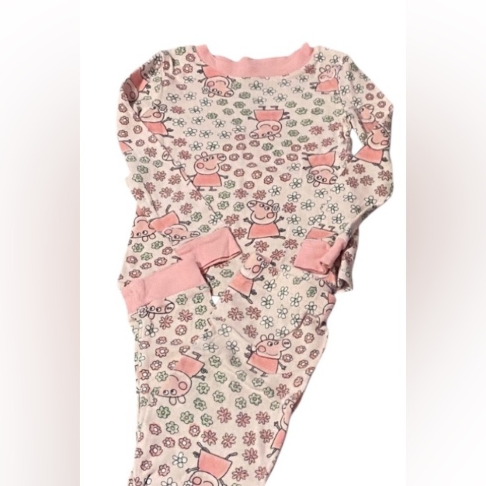 Peppa Pig Kids Toddler Pajamas Pink Floral cotton pj pants & long sleeve top